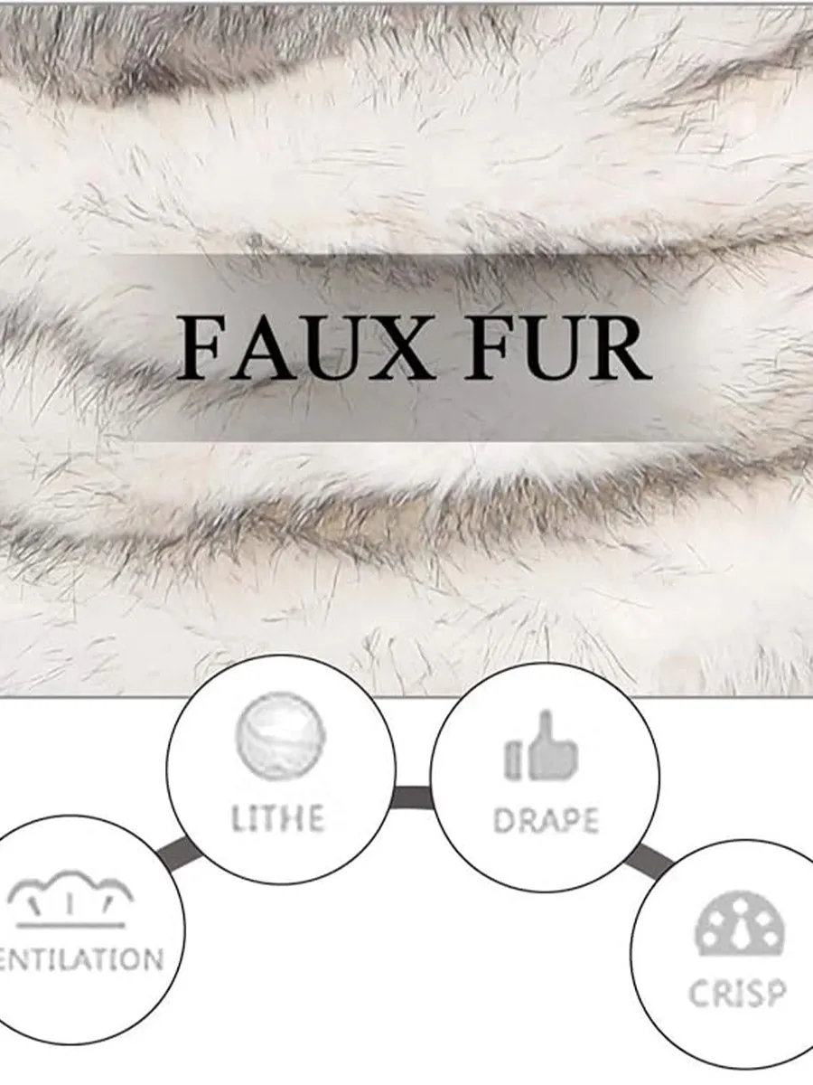 2025 White-Brown Long-Haired Faux Fur Wedding Shawl