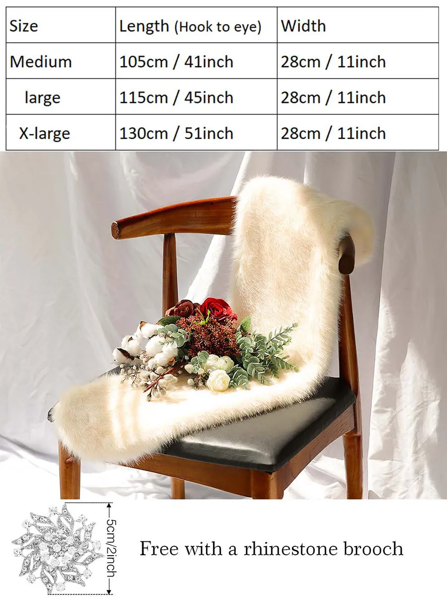 2025 White Faux Rabbit Fur Shawl Wedding Shrug Cover Up
