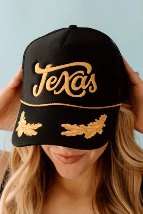 captain hat vintage "Texas" - black