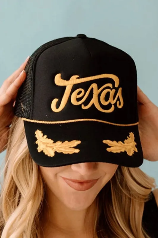 captain hat vintage "Texas" - black