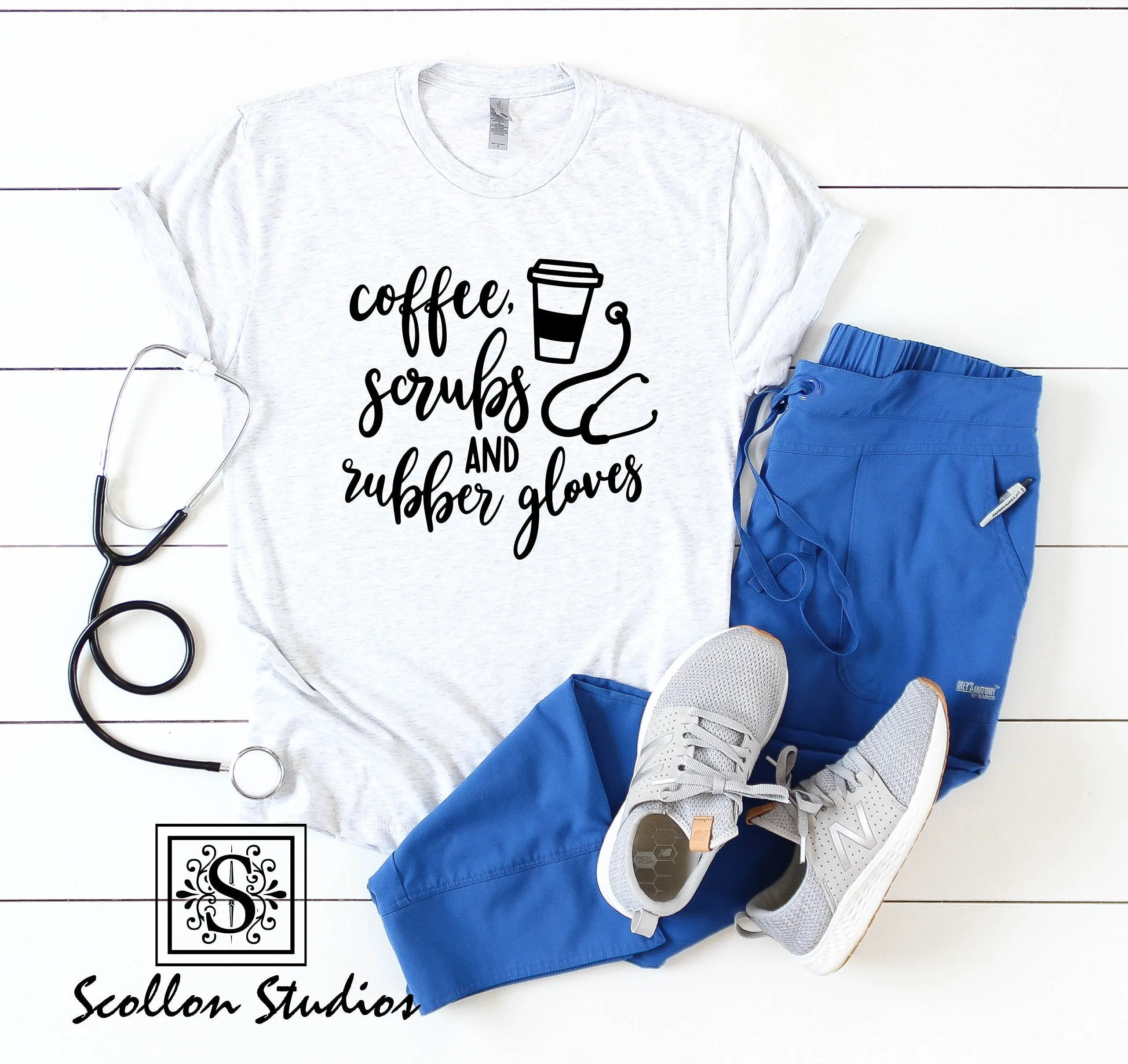 Coffee Scrubs and Rubber Gloves Nurse Shirt