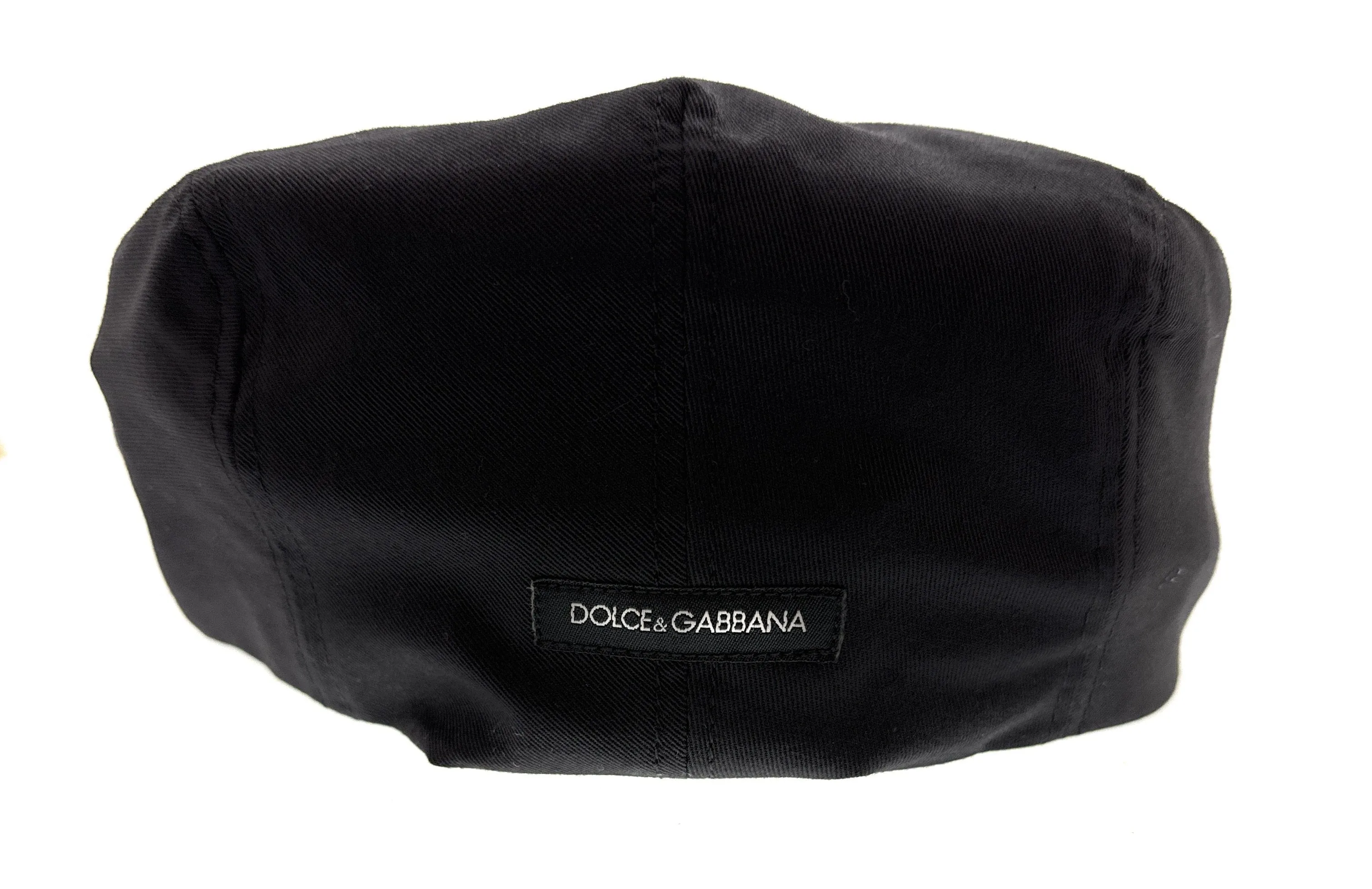 Dolce & Gabbana Men’s Black Cotton Blend Flat Cap – Luxury Headwear-Adult S