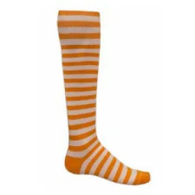 Gold and White Mini Hoop Striped Athletic Knee High Socks (Medium)