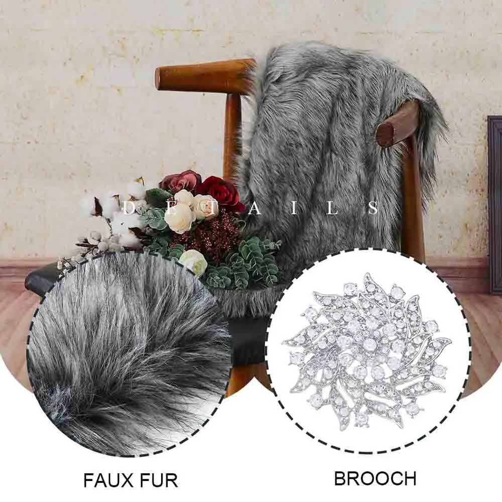 Grey Women's Faux Fur Shawls and Wraps Wedding Fur Scarf Stole