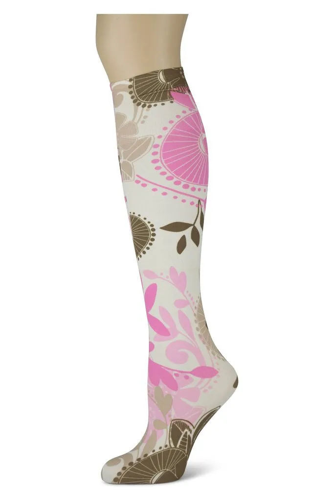 Island Ways Floral Opaque Knee Highs (Women's)