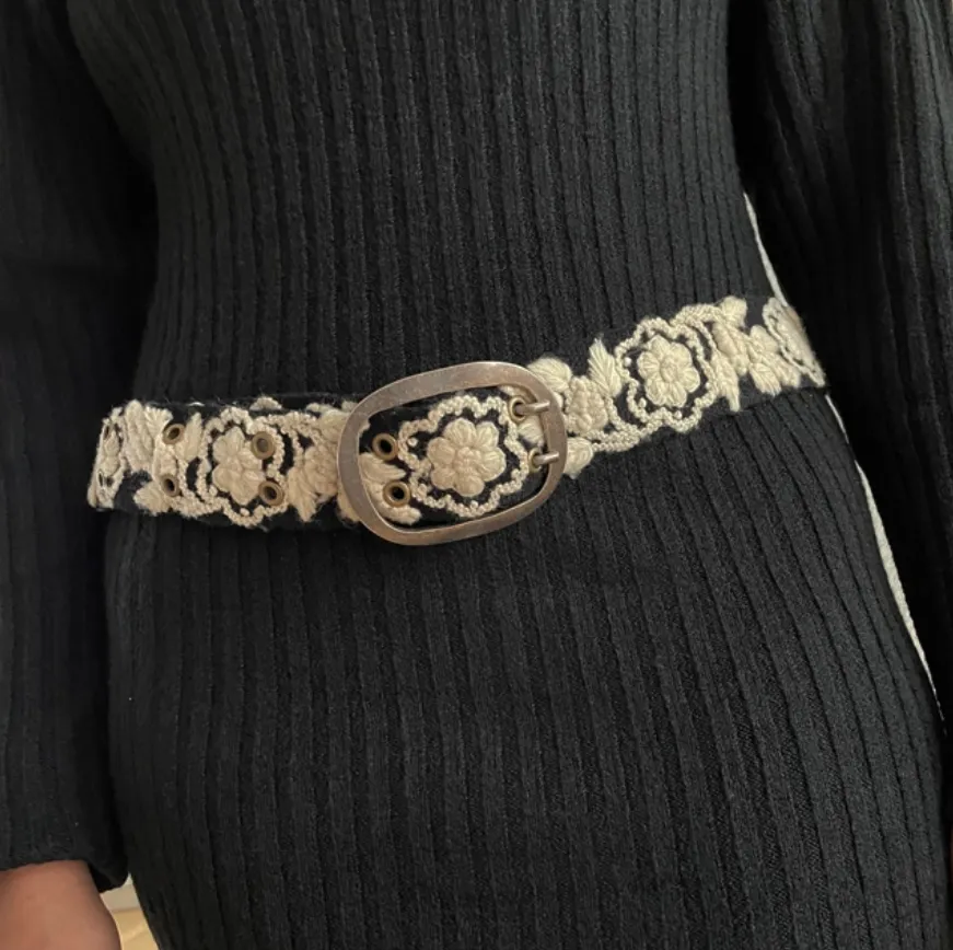 Jenny Krauss Two-Tone Black Cream Wool Belt