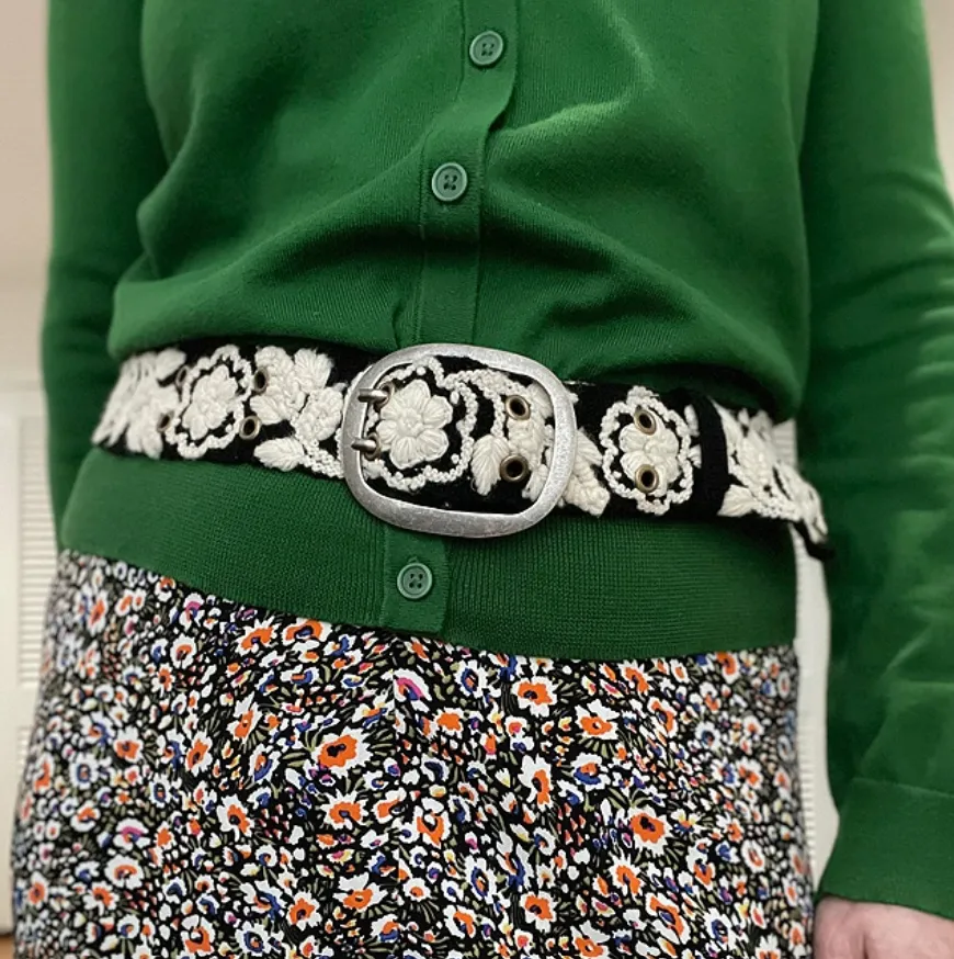 Jenny Krauss Two-Tone Black Cream Wool Belt