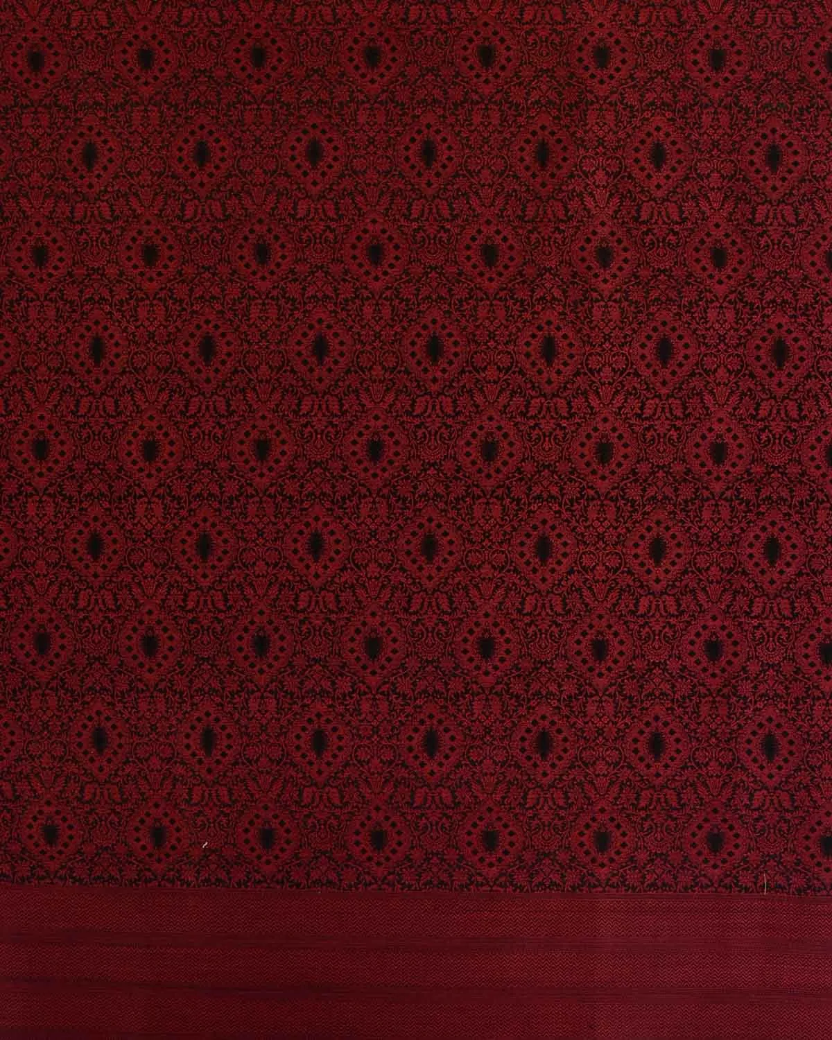 Maroon Damask Tanchoi Handwoven Silk Wool Unisex Dress Shawl