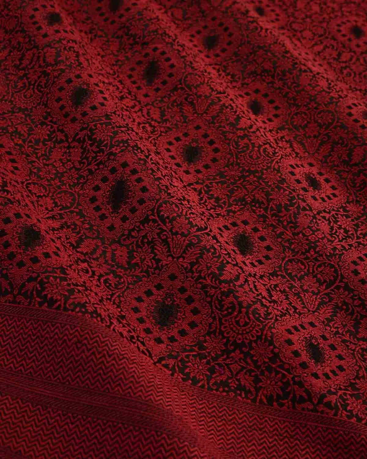 Maroon Damask Tanchoi Handwoven Silk Wool Unisex Dress Shawl