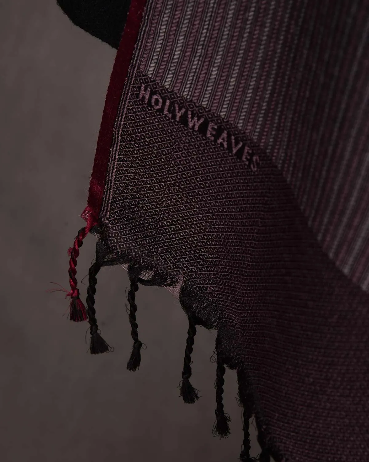 Maroon On Gray Paisley Satin Tanchoi Handwoven Silk Wool Unisex Dress Shawl