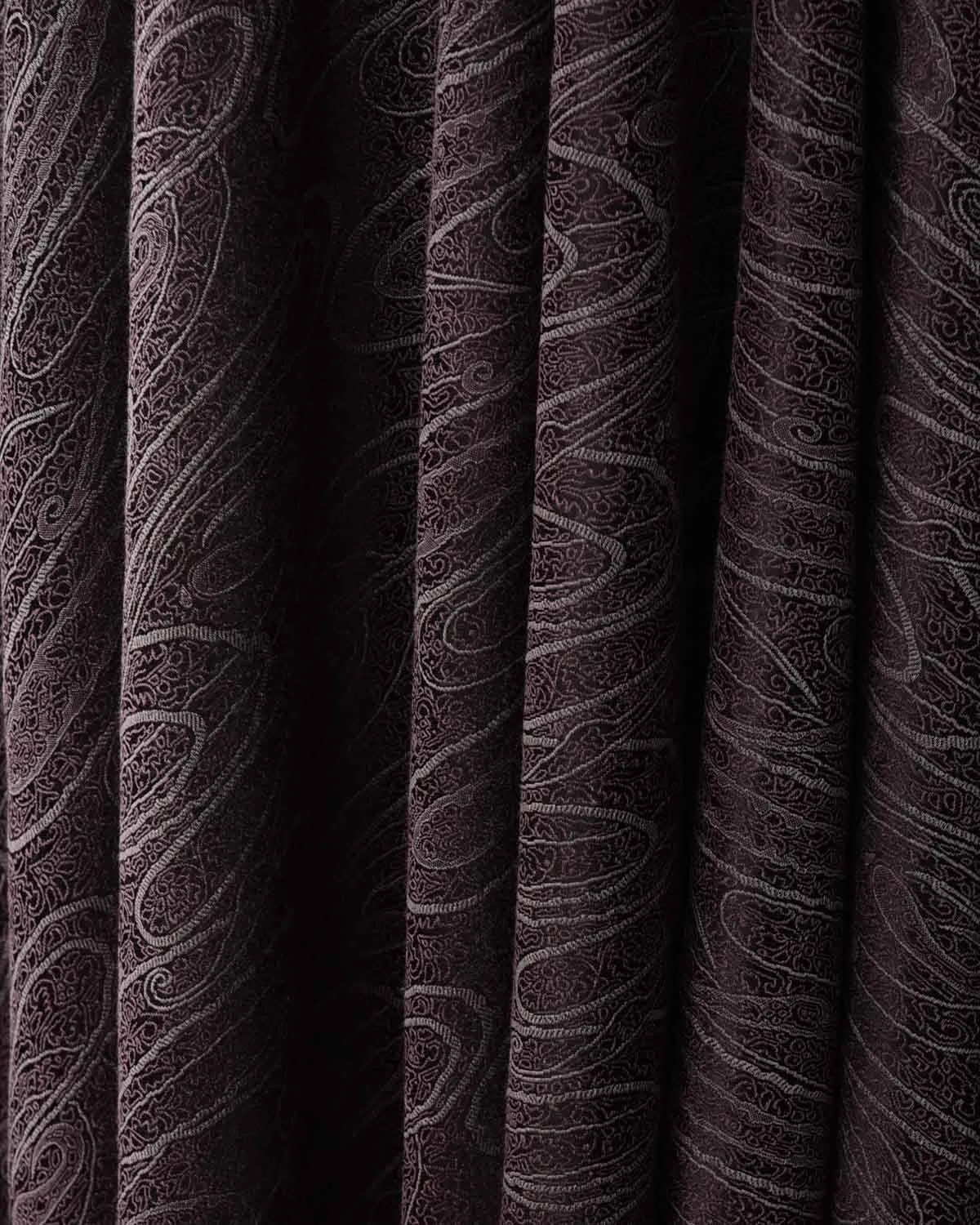 Maroon On Gray Paisley Satin Tanchoi Handwoven Silk Wool Unisex Dress Shawl