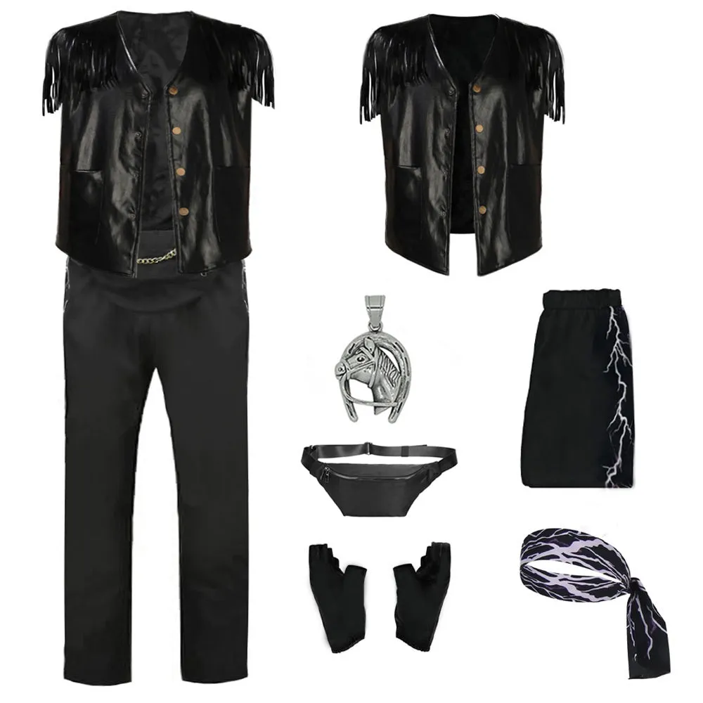 Men PU Leather Vest Outfit