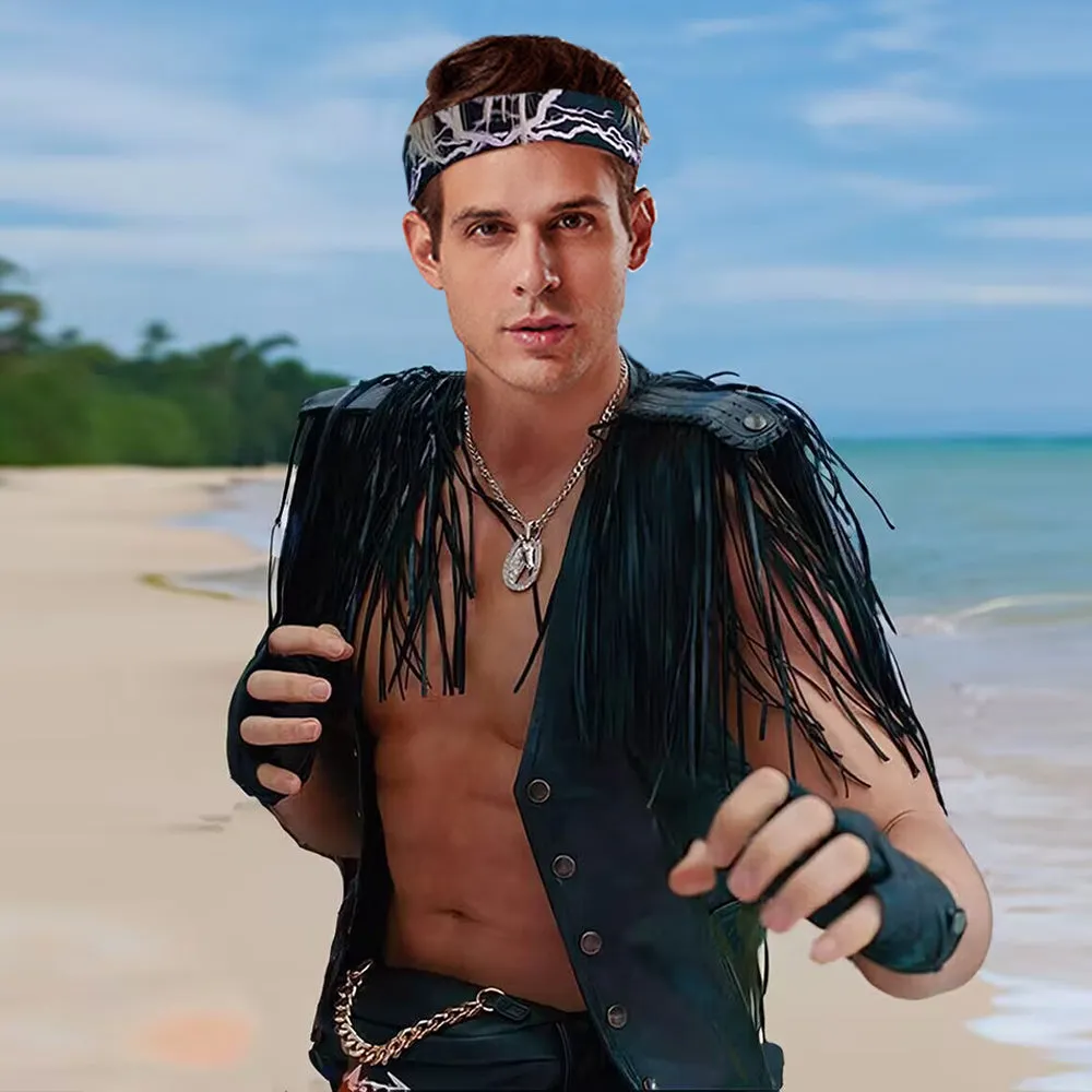 Men PU Leather Vest Outfit
