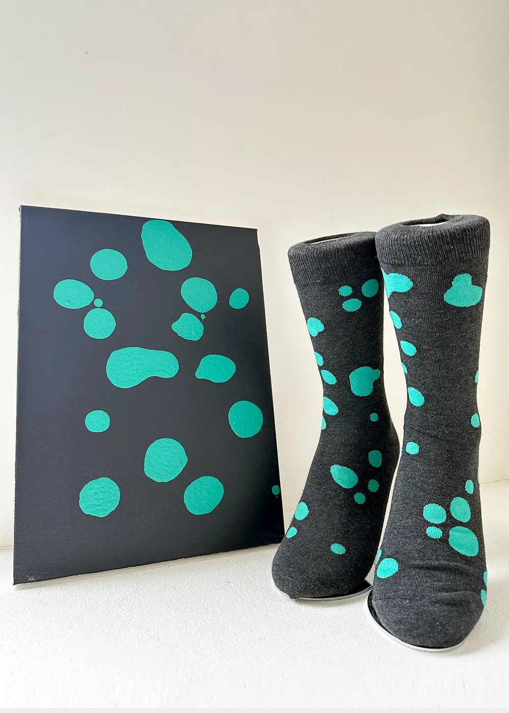 Men's Dalmatian Pattern Socks - Gray & Mint