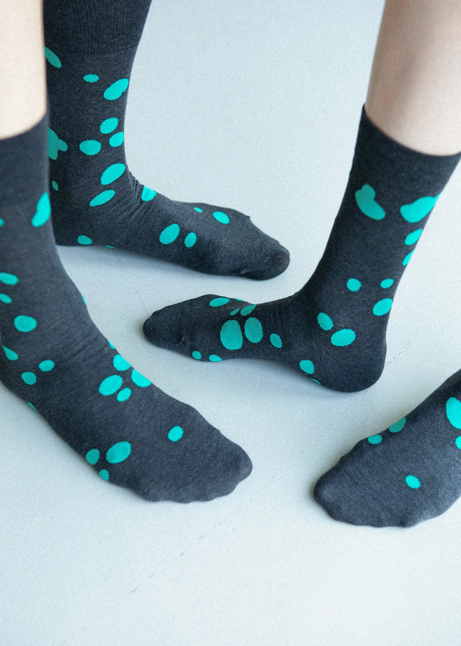 Men's Dalmatian Pattern Socks - Gray & Mint