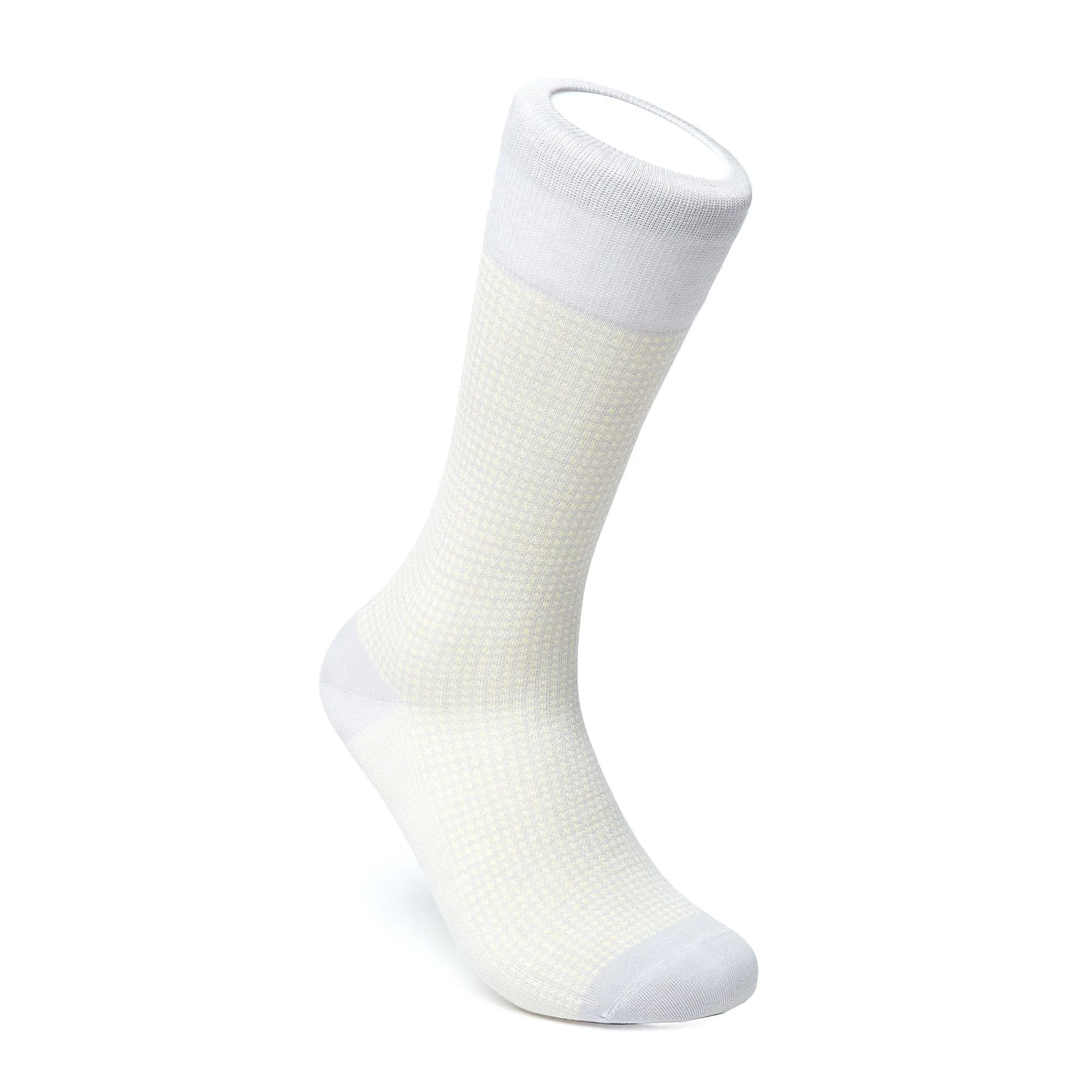 Men's Houndstooth Socks - Light Gray & Ivory