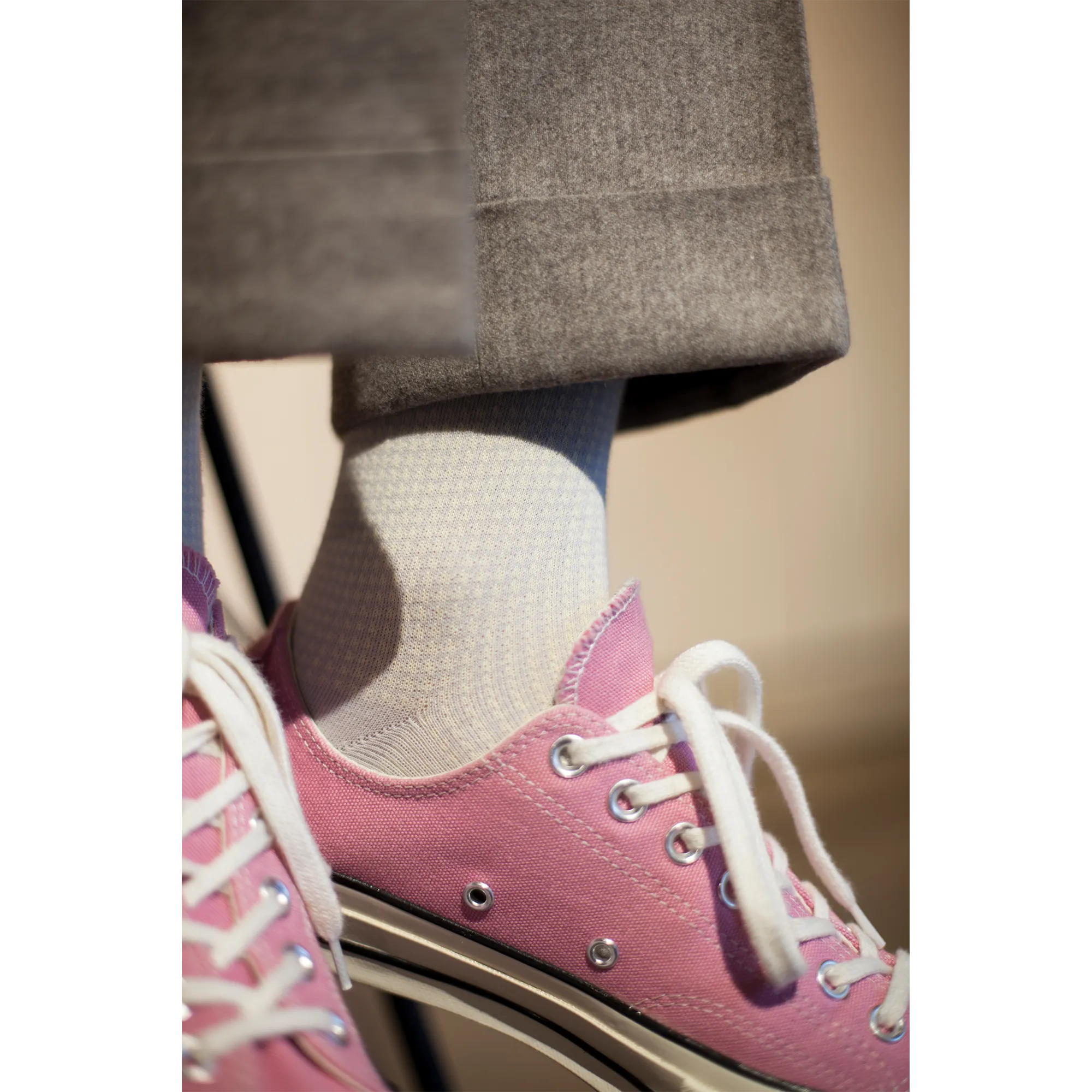 Men's Houndstooth Socks - Light Gray & Ivory