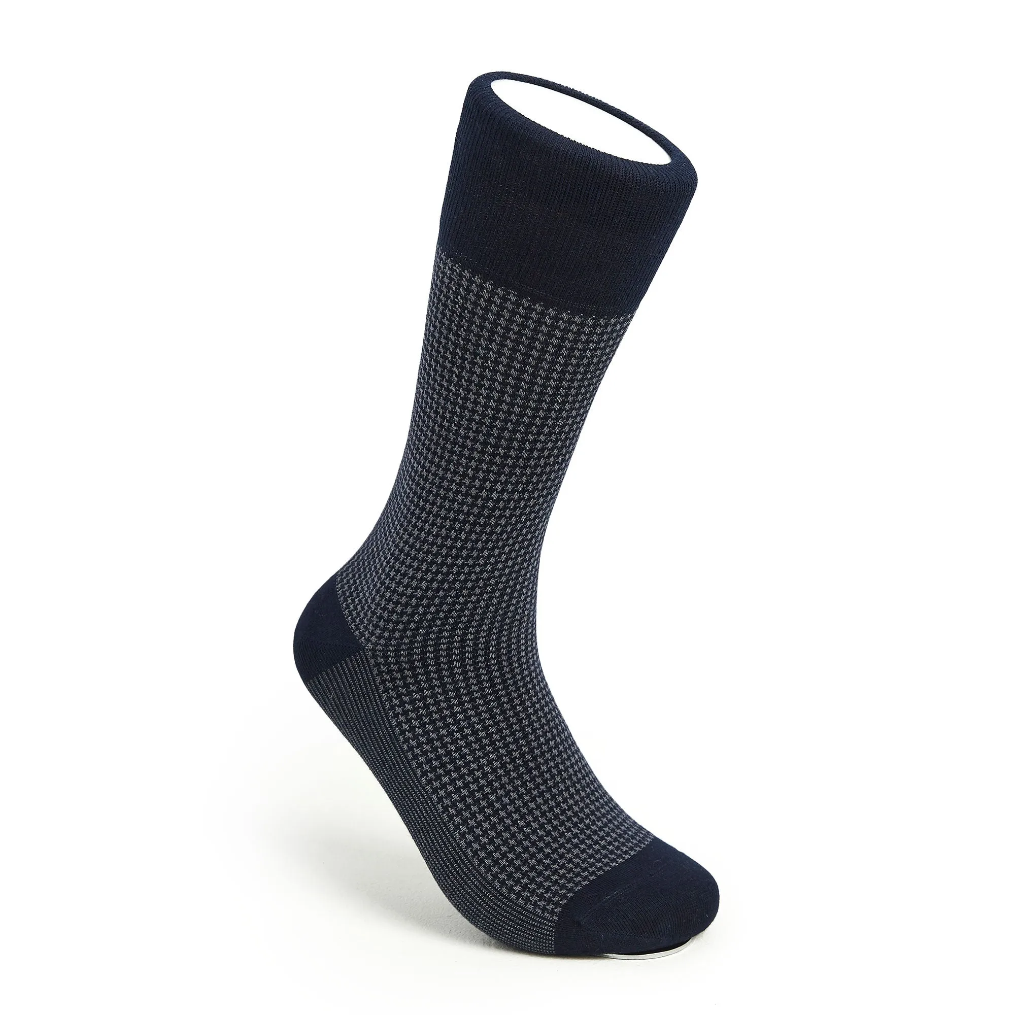 Men's Houndstooth Socks - Navy & Gray