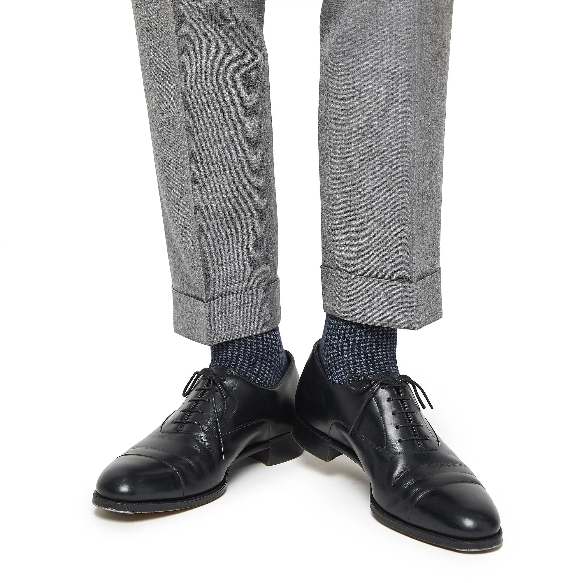 Men's Houndstooth Socks - Navy & Gray