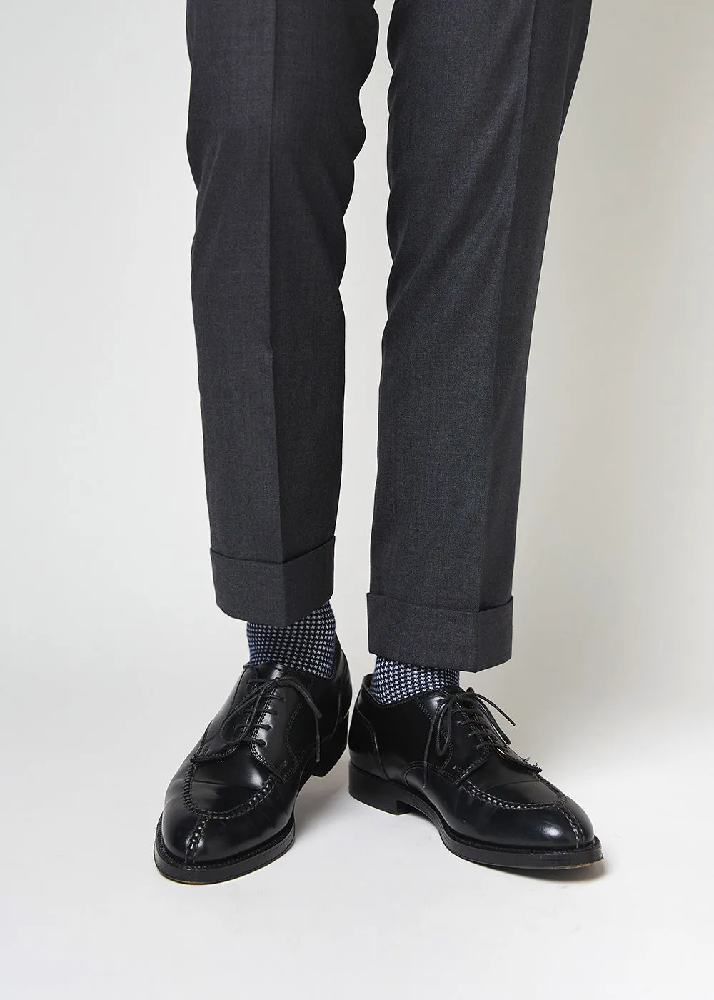 Men's Houndstooth Socks - Navy & White