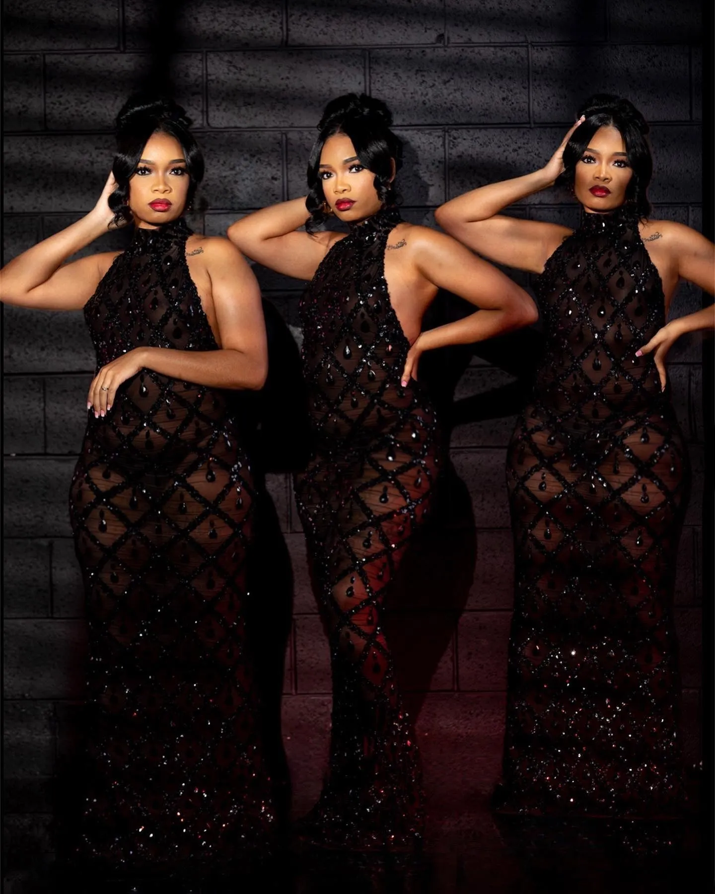 Midnight Black Rhinestone Dress Set (Ready To Ship)