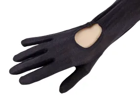 MIU MIU Black Jersey Silk Full Arm Opera Gloves-