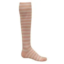 Pink and White Mini Hoop Striped Athletic Knee High Socks (Small)