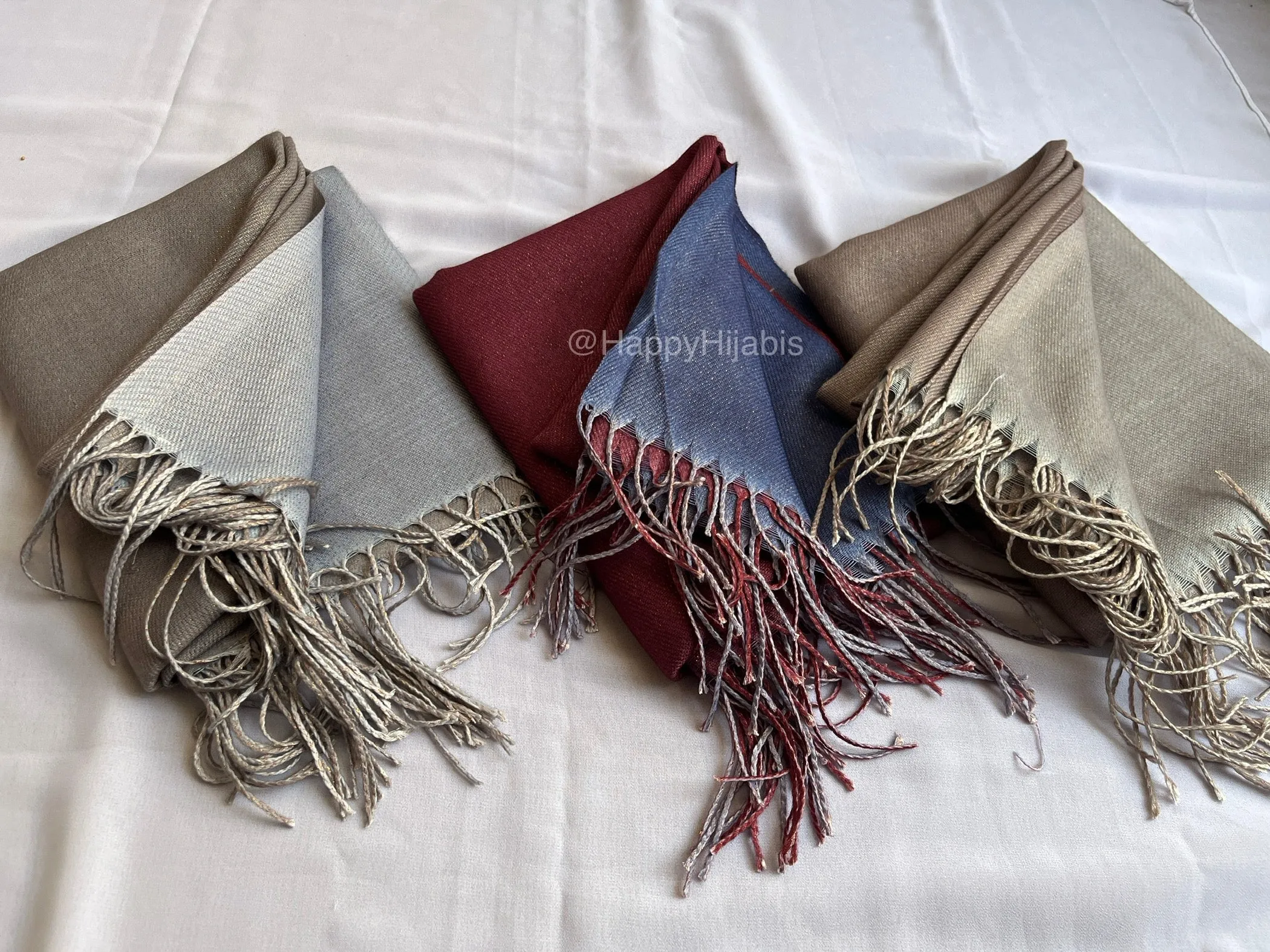 Reversible Moonlight Pashmina- Maroon Blue