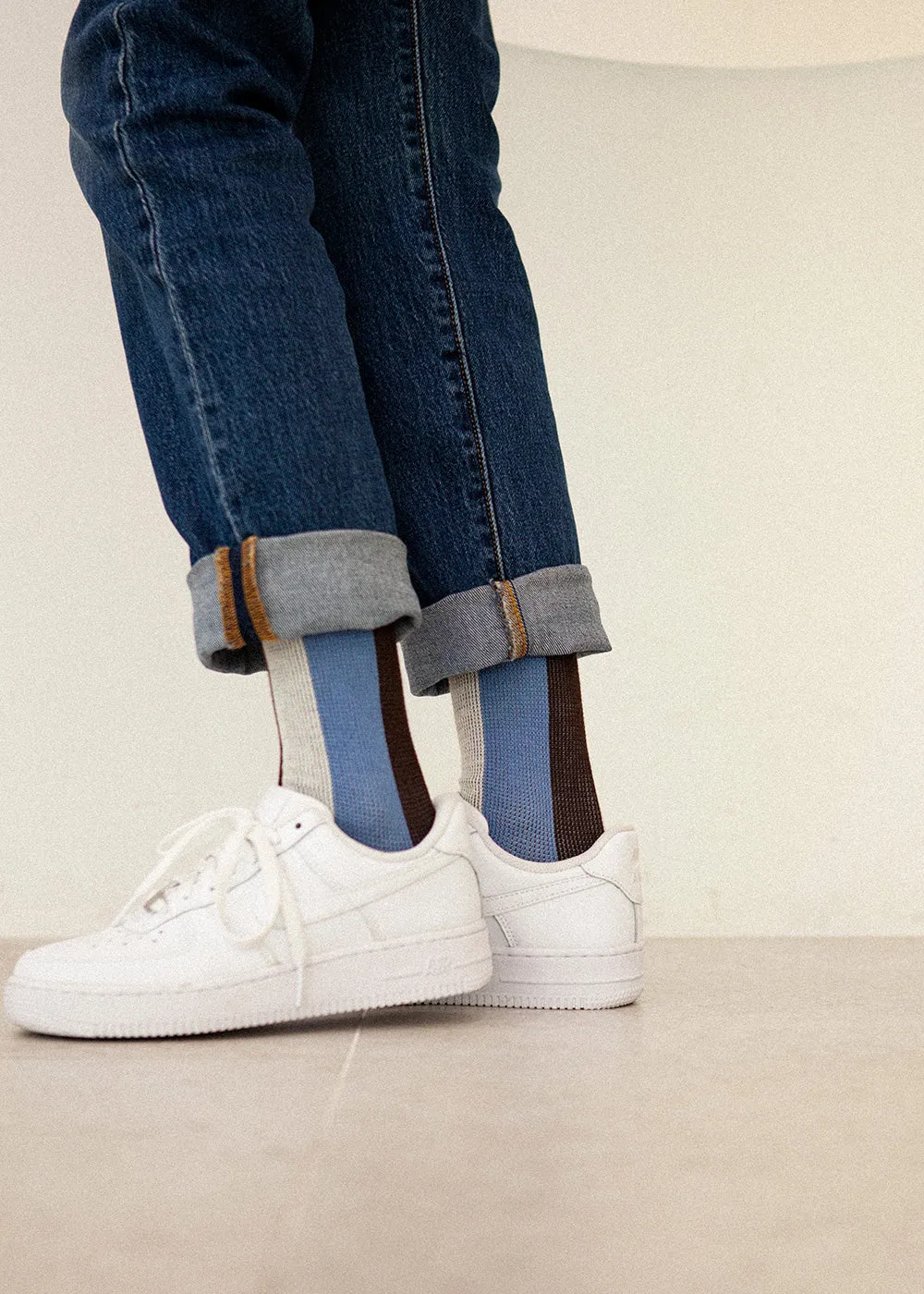 Women's BLanCHE Socks - Brown, Blue, & White