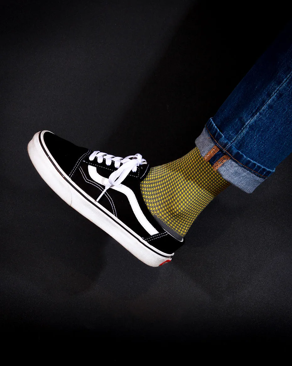 Women's Houndstooth Socks - Gray & Yellow