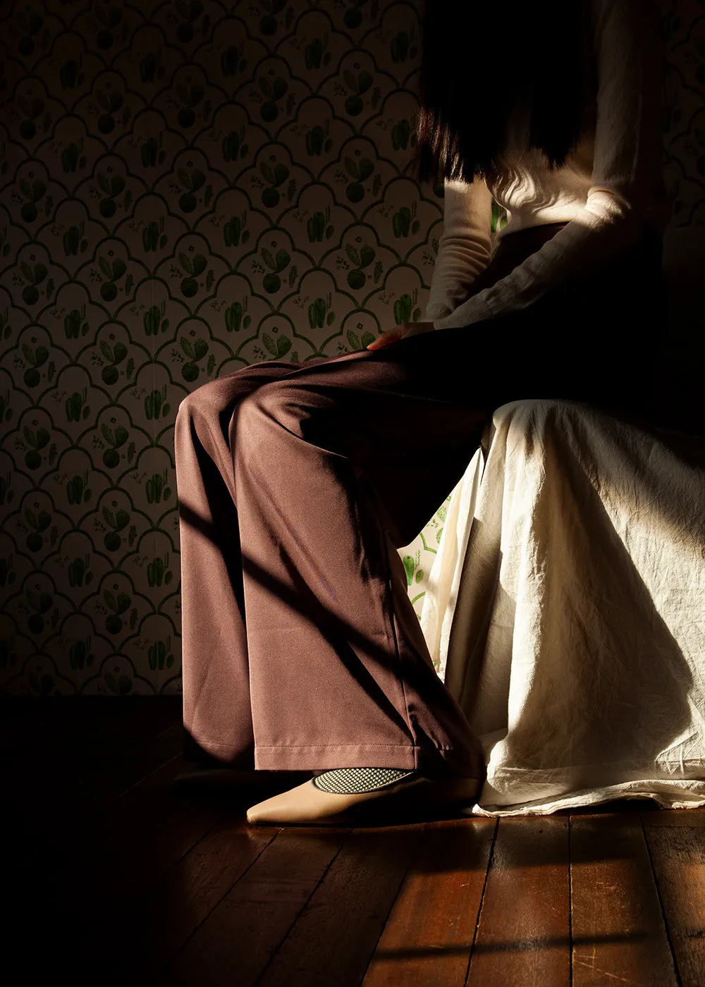 Women's Houndstooth Socks - Green & Ivory